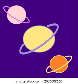 colorful planets dancing in space 