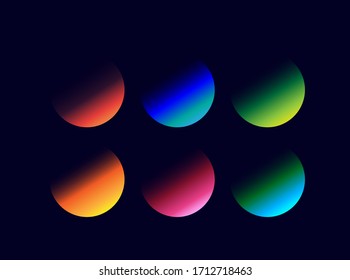 Colorful Planets flat  vector icon illustration with Gradient color