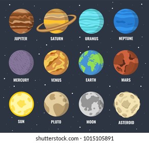 Colorful planets set. Vector illustration.