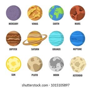 Colorful planets set. Vector illustration.