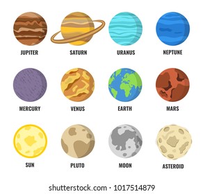 Colorful planets set. Vector illustration.