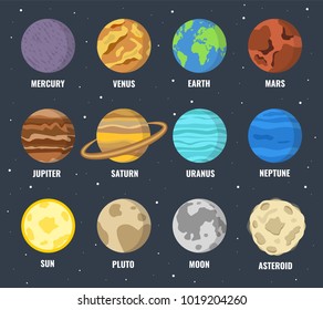 Colorful planets set. Vector illustration.