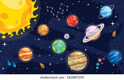 Colorful Planets Of Solar System
