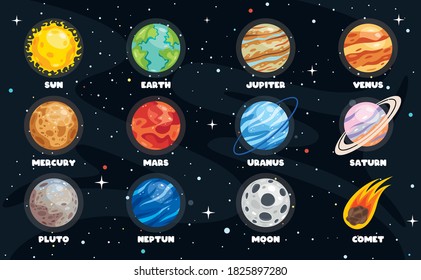 Colorful Planets Of Solar System