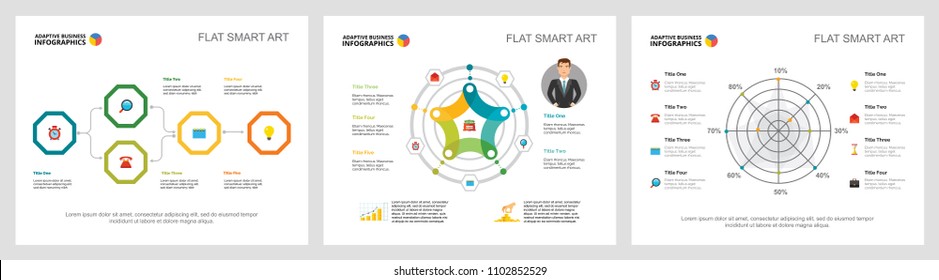 Colorful planning or economy concept infographic charts set. Business design elements for presentation slide templates. For corporate report, advertising, leaflet layout and poster design.