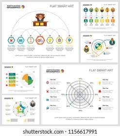 Colorful planning or economy concept infographic charts set. Business design elements for presentation slide templates. For corporate report, advertising, leaflet layout and poster design.