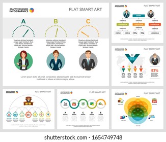 Concept de planification et de marketing coloré ensemble de cartes infographiques. Éléments de conception métier pour les modèles de diapositives de présentation. Peut être utilisé pour l'édition d'états financiers, la mise en page des flux de travail et la conception de brochures.