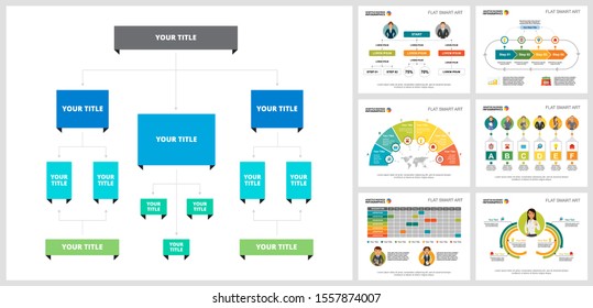 Colorful planning or strategy concept infographic charts set. Business design elements for presentation slide templates. For corporate report, advertising, leaflet layout and poster design.