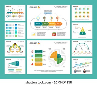 Colorful planning or strategy concept infographic charts set. Business design elements for presentation slide templates. Can be used for financial report, workflow layout and brochure design.