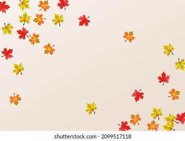 Colorful Plant Background BeigeVector. Leaf Tree Illustration. Ocher Seasonal Floral. Forest Foliage Design.