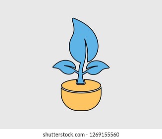 Colorful Plant Icon on gray background