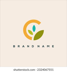 colorful plant logo with initial C vector