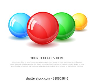 Colorful plastic balls on children playground, realistic vector spheres isolated on white background