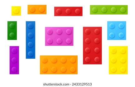 Colorful plastic blocks collection. Set of children plastic bricks toy