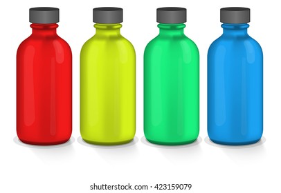 colorful plastic bottles