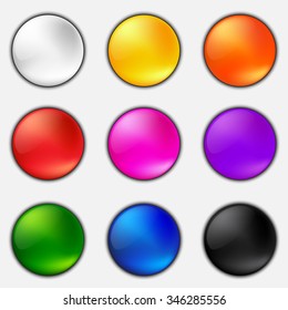 Colorful plastic button set on white background