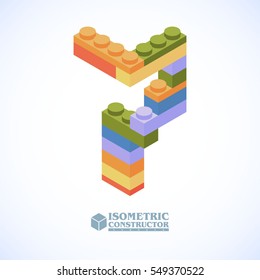 Colorful Plastic Construction Kit Blocks Set Number 7.