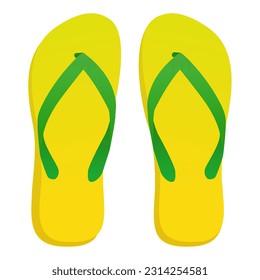 Colorful plastic flip flops isolated, summertime and summer vacations on the beach concept