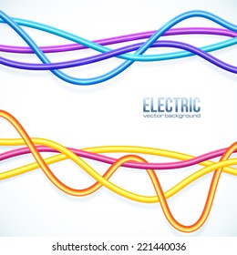 Colorful plastic hanging cables vector background
