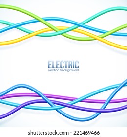 Colorful plastic hanging cables vector background