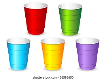 Colorful Plastic Party Cup Set Over White