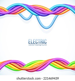 Colorful plastic twisted cables vector background