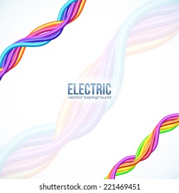 Colorful plastic twisted cables vector background
