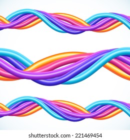 Colorful plastic twisted cables vector background