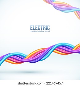 Colorful plastic twisted cables vector background