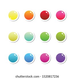 Colorful plastic ui buttons set. Vector illustration.