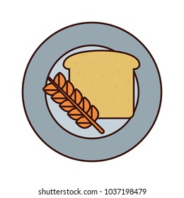 colorful  plate  with  bread   over white backgroud vector illustration