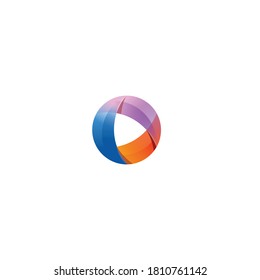 Diseño del logotipo geométrico del icono 3D del botón de reproducción colorido, perfecto para la empresa