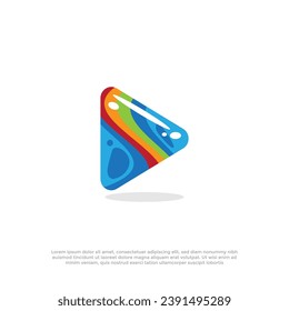 Plantilla de diseño vectorial del icono del botón de reproducción colorida