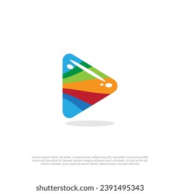 Colorful play button icon logo vector design template