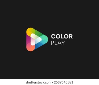 Colorful play button icon media logo