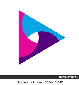 colorful play button logo with abstract lens triangle modern geometric logo