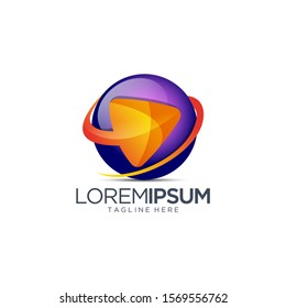 Colorful Play Button Logo Vector Template