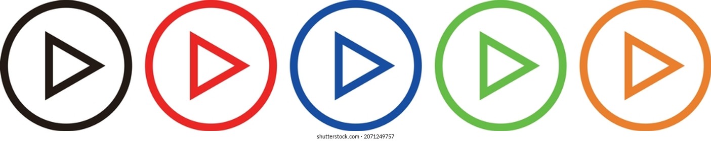 Colorful Play Button. Simple icons with unfilled lines. - vector