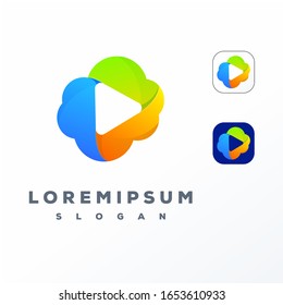 Colorful play cloud logo design ready to use