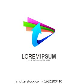 Colorful Play Logo Design Template,  Play logo design with colorful 