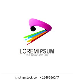 Plantilla de diseño de logotipos de reproducción en color, Diseño de logotipos de reproducción con colores vivos 
