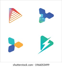 Colorful Play Logo Design Template, Vector Design
