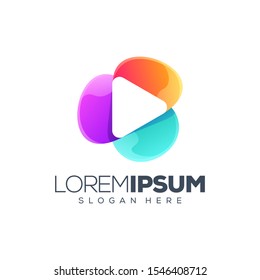 colorful play logo design vector illustration