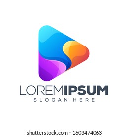 colorful play logo design vector illustration