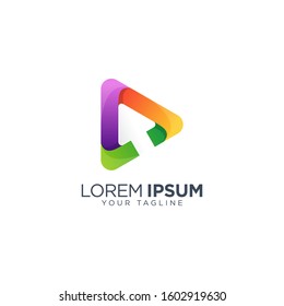Colorful play media logo design template vector