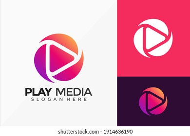 Colorful Play Media Logo Design  Creative Idea logos designs Vector illustration template