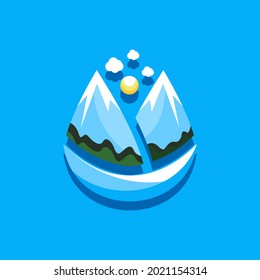 Colorful, Playful, Abstract, Modern, Mountain Forest Droplet Vector Illustration