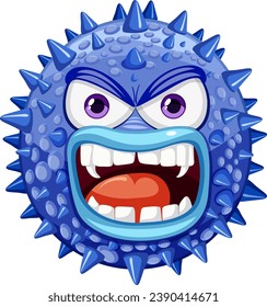 A colorful and playful cartoon character of a spiky bacteria germ virus monster