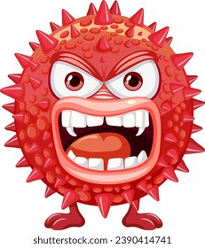 A colorful and playful cartoon character of a spiky bacteria germ virus monster