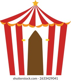 A colorful and playful circus icon featuring classic elements like a big top tent, clown, circus animals, or juggling props. 